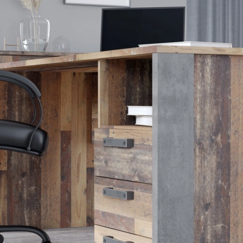 Biurko vintage loft 160x70 cm z 3 szufladami